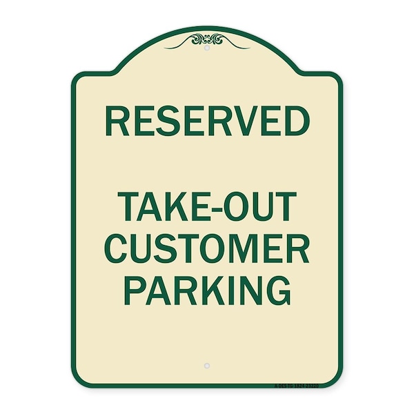 Signmission Reserved Take-Out Customer Parking Heavy-Gauge Aluminum Architectural Sign, 24" x 18", TG-1824-23220 A-DES-TG-1824-23220 - main
